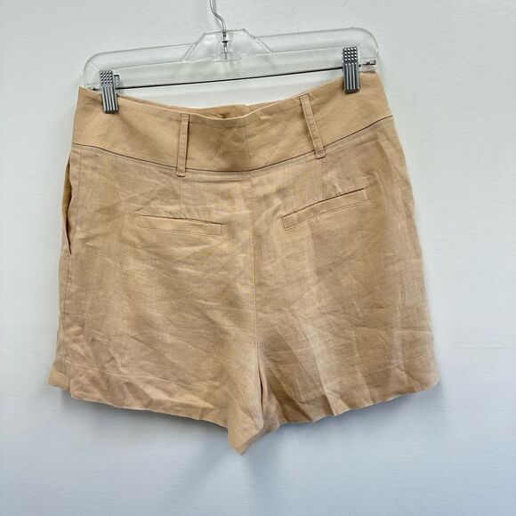 Boden Beige Tan High Rise 100% Linen Pleat Front Shorts 4” inseam Size 4 - Picture 5 of 6